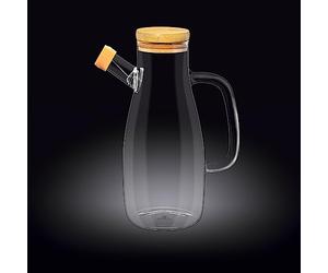 Wilmax WL-888957/A - Bottiglia per olio in vetro borosilicato con coperchio in bambù, capacità 1000 ml