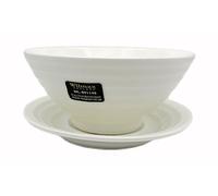 Wilmax WL-991146/AB - Ciotola e piattino, in porcellana, capacità 545 ml, diametro 15 cm, colore: Bianco