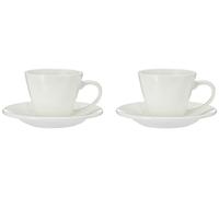 Wilmax WL-993004/2C - Set di 2 tazze da tè e piattini, in porcellana, capacità 180 ml, colore: Bianco