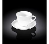 Wilmax WL-993175/AB - Set di tazze da tè e piattini, in porcellana, capacità 190 ml, colore: Bianco