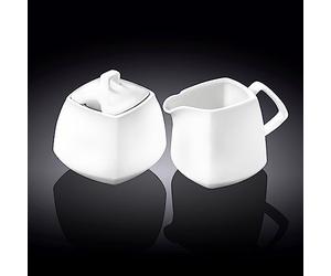 Wilmax WL-995028/2C - Set di 2 zuccheriera e bricco per latte, in porcellana, colore: Bianco