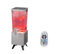 WILON Distributore di bevande a LED, cromato, da 2 l, per feste, con tubo di ghiaccio e luce LED, contenitore per bevande con supporto, per birra, succo, mimosa, soda, refrigerante per bar (tazza