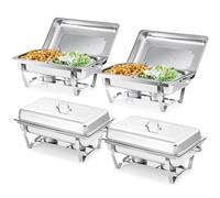 Wilprep 9L Chafing Dish Buffet Contenitori 1/2 Scaldavivande Buffet in Acciaio Inox Contenitore Vassoio di Riscaldamento per Servire per Buffet di Catering e Feste (4 Pezzi-8 x 1/2 Contenitori)