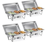 Wilprep 9L Chafing Dish Buffet Contenitori 1/3 Scaldavivande Buffet in Acciaio Inox Contenitore Vassoio di Riscaldamento per Servire per Buffet di Catering e Feste (4 Pezzi-12 x 1/3 Contenitori)