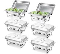 Wilprep 9L Chafing Dish Buffet Scaldavivande in Acciaio Inox Contenitore Vassoio di Riscaldamento Pentole di Riscaldamento per Servire per Buffet di Catering e Feste(6 Pezzi)