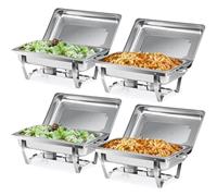 Wilprep 9L Chafing Dish Buffet Scaldavivande in Acciaio Inox Contenitore Vassoio di Riscaldamento Pentole di Riscaldamento per Servire per Buffet di Catering e Feste (4 Pezzi)