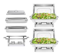 Wilprep 9L Chafing Dish Buffet Scaldavivande in Acciaio Inox Contenitore Vassoio di Riscaldamento Pentole di Riscaldamento per Servire per Buffet di Catering e Feste(2 Pezzi)
