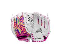 Wilson 2024 A440™ Flash™ - Guanto da softball Fastpitch Fastpitch per ragazzi, 29,2 cm, colore: bianco/rosa/tie dye