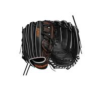 Wilson 2024 A700 - Guanto da baseball Outfield, 31,8 cm, colore: Nero/Argento/Arancione, mano sinistra