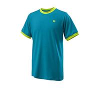 Wilson Competition Crew, Maglietta a Maniche Corte da Bambino, Poliestere/Spandex, Blu/Verde (Barrier Reef/Lime Popsicle), Taglia L, WRA781803LG