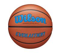 Wilson Evolution Game Ball, WTB0595XB0704 Pallone da Basket, Indoor, Cuoio Composito, Scuola Superiore, Dimensioni Ufficiali 74.9 cm, Blu