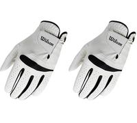 Wilson Feel Plus Guanto Da Golf Da Uomo, Realizzato In Pelle Di Prima Qualità, Offre Una Presa Migliore E Controllo Del Sudore, Colore: Bianco, Taglia: S (Mano Sinistra) (Confezione da 2)