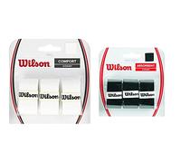 Wilson Grip Wrz4014Wh Impugnatura PRO Overgrip, Unisex, Bianco, 3 Unitã & Grip Wrz4040Bk Impugnatura PRO Soft Overgrip, Unisex, Nero, 3 Unita