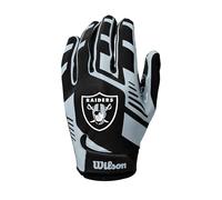 Wilson Guanti da football AD NFL Stretch Fit, Vestibilità Sicura e Presa Salda, In Tessuto Traspirante, Per Prestazioni Ottimali, Squadra: Las Vegas Raiders, Colore: Nero/Argento, Taglia Adulto