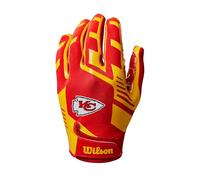 Wilson Guanti da Football Youth NFL Stretch Fit, Vestibilità Sicura e Presa Salda, In Tessuto Traspirante, Design Energico, Squadra: Kansas City Chiefs, Colore: Rosso/Giallo, Taglia da Ragazzo
