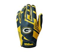 Wilson Guanto da Football AD NFL Stretch Fit, Vestibilità Sicura e Una Presa Salda, In Tessuto Traspirante, Per Prestazioni Ottimali, Squadra: Green Bay Packers, Colore: Verde/Giallo, Taglia Adulto