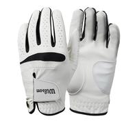 Wilson Guanto Da Golf Feel Plus Da Uomo, Realizzato In Pelle Di Prima Qualità, Offre Una Presa Migliore E Un Controllo Del Sudore, Colore: Bianco/Nero Taglia: Ml (Mano Destra)