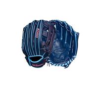 Wilson A500 - Guanto da baseball per bambini, mano sinistra, 12 pollici, colore: blu marino/blu/rosso