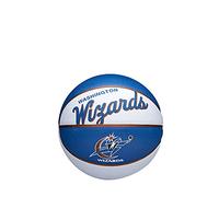 Wilson Mini Pallone da Basket NBA TEAM RETRO BSKT MINI, Utilizzo Outdoor, Gomma, Misura Mini, Bianco/Blu (Washington Wizards)