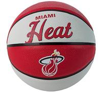 Wilson Mini Pallone da Basket NBA TEAM RETRO BSKT MINI, Utilizzo Outdoor, Gomma, Misura Mini, Bianco/Rosso (Miami Heat)