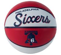 Wilson Mini Pallone da Basket NBA TEAM RETRO BSKT MINI, Utilizzo Outdoor, Gomma, Misura Mini, Bianco/Rosso (Philadelphia 76ers)