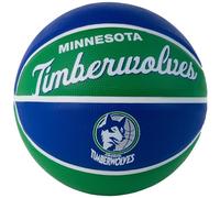 Wilson Mini Pallone da Basket NBA TEAM RETRO BSKT MINI, Utilizzo Outdoor, Gomma, Misura Mini, Blu/Verde (Minnesota Timberwolves)