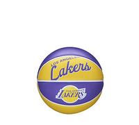 Wilson Mini Pallone da Basket NBA TEAM RETRO BSKT MINI, Utilizzo Outdoor, Gomma, Misura Mini, Viola/Giallo (Los Angeles Lakers)