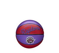 Wilson Mini Pallone da Basket NBA TEAM RETRO BSKT MINI, Utilizzo Outdoor, Gomma, Misura Mini, Viola/Rosso (Toronto Raptors)