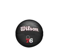 Wilson Mini Pallone da Basket NBA Team Tribute, Dotato di Canali di Precisione e Presa dinamica, Con Stabilità Dell'Aria Migliorata, Approvato NBA, Squadra: Philadelphia 79ers, Colore: Nero, Taglia: 3