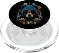 Wilson NC - Orsetto divertente con occhiali e fiori PopSockets PopGrip per MagSafe