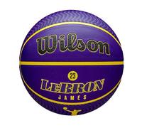 Wilson Pallone da Basket da Esterno NBA Player Icon, Ispirato a Lebron James, Palla Che Offre Una Presa Eccezionale e Un Utilizzo Adattabile, Colore: Viola/Giallo, Taglia: 7