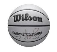 Wilson Pallone da Basket NBA Player Icon UV, Design Antetokounmpo, Con Schermatura Uv e Texture Pure Feel, Offre Un Rivestimento Con Presa Sicura e Un Rimbalzo Affidabile, Colore: Grigio, Taglia: 7.