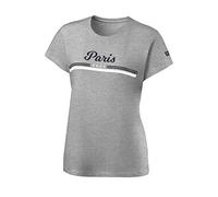 Wilson Paris 2021 Tech T-Shirt, Maglietta da Donna, Poliestere/Cotone, Grigio (Heather Grey)/Blu (Maritime)/Bianco, Taglia S, WRA800402SM