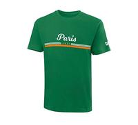 Wilson Paris 2021 Tech T-Shirt, Maglietta da Uomo, Poliestere/Cotone, Verde (Amazon)/ Bianco/Arancione, Taglia S, WRA800301SM