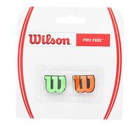 Wilson PRO Feel Antivibrazione con Logo per Racchetta, Unisex - Adulto, Verde/Arancio, 2 Pezzi