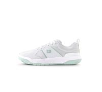 Wilson Scarpe da Pickleball PRO W da Donna, con vestibilità Aderente e Design Migliorato, Realizzate in Rete Traspirante con Colletto Delicato e Tallone Rigido, Colore: Bianco/Surf Spray, Taglia: 4.5