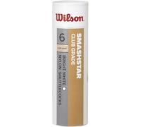 Wilson Smashstar Volani da Badminton, Confezione da 6, velocità 77, Plastica/Sughero Naturale, WRT6050WH77, Bianco