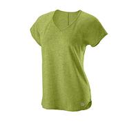 Wilson Training V-Neck T-Shirt, Maglietta da Donna, Poliestere/Cotone, Verde (Dark Citron Heather), Taglia S, WRA775910SM