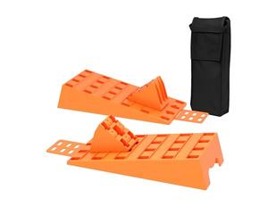 Wiltec 2 Cunei Ferma Ruota per roulotte 3,5 t di Portata/Coppia, bloccaruote con Fermo, livellatori Camper in plastica con Borsa di Trasporto