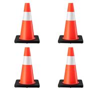 WilTec 4x Cono stradale segnaletico PVC e gomma Striscia riflettente SIcurezza