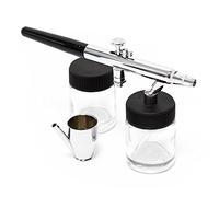 Wiltec Aerografo doppia azione mod.128 con 2 boccette vernice 22 ml e adattatore, Aeropenna per aerografia