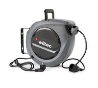 Wiltec Avvolgicavo elettrico automatico 20 m + 2 m, avvolgitore cavo automatico 1500-3200 W, prolunga elettrica avvolgibile con staffa a 180°
