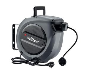 Wiltec Avvolgicavo elettrico automatico 20 m + 2 m, avvolgitore cavo automatico 1500-3200 W, prolunga elettrica avvolgibile con staffa a 180°