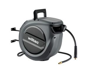 Wiltec Avvolgitubo automatico per aria compressa 20 m, avvolgitubo in acciaio, 17 bar, con supporto girevole a 180°