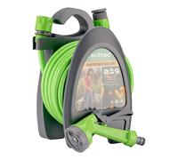 Wiltec Avvolgitubo da giardino portatile, con tubo da 10 m e pistola multigetto,