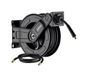 Wiltec Avvolgitubo per aria compressa 15 m, avvolgitubo automatico in acciaio, 20 bar, facile montaggio a muro, girevole a 180°