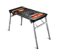 Wiltec Banco da lavoro pieghevole 7 in 1, multiuso, cavalletto, impalcatura, carrello sotto auto, carrello a mano, con ruote, 108,5 x 55 x 52 cm