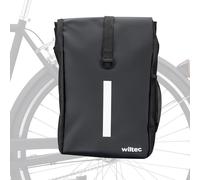 Wiltec Borsa per bici 16 l nera opaca, impermeabile, montaggio al portapacchi posteriore bicicletta, tasche laterali ed elementi riflettenti