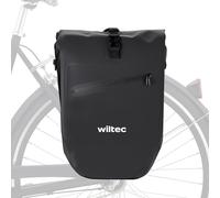 Wiltec Borsa per bici 22 l nera, impermeabile, montaggio al portapacchi posteriore bicicletta, gancio girevole a 360° ed elementi riflettenti