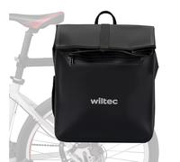Wiltec Borsa per bici 22 l nera, impermeabile, montaggio al portapacchi posteriore bicicletta, gancio girevole a 360°, elementi riflettenti, Accessori Bicicletta